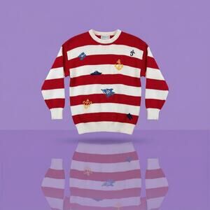 Vintage Top of the Dock by Lord Jeff Nautical Stripe Sailboat Sweater M